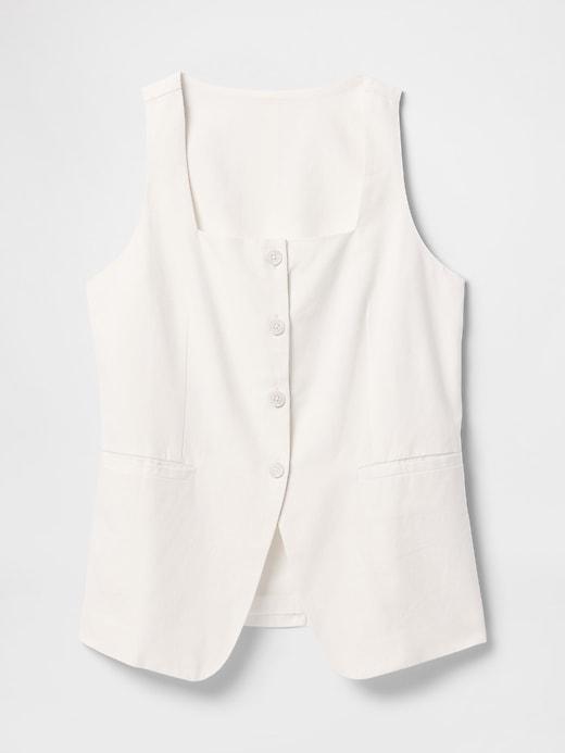 Linen-Blend Square-Neck Longline Vest Product Image