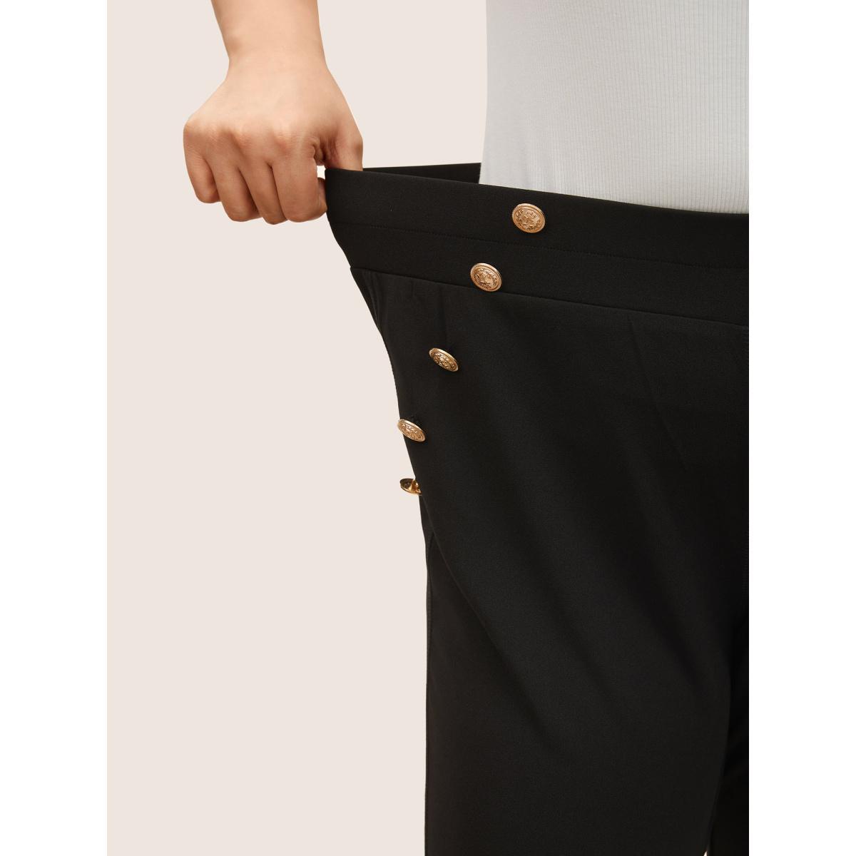 Plus Size High Rise Metal Detail Skinny Leggings Women Black At the Office High stretch High Rise Work Leggings BloomChic 30/6X Product Image