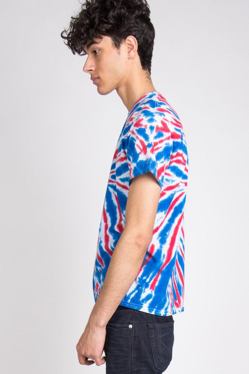 Red, White, & Blue Tie Dye Spiral Tee Product Image