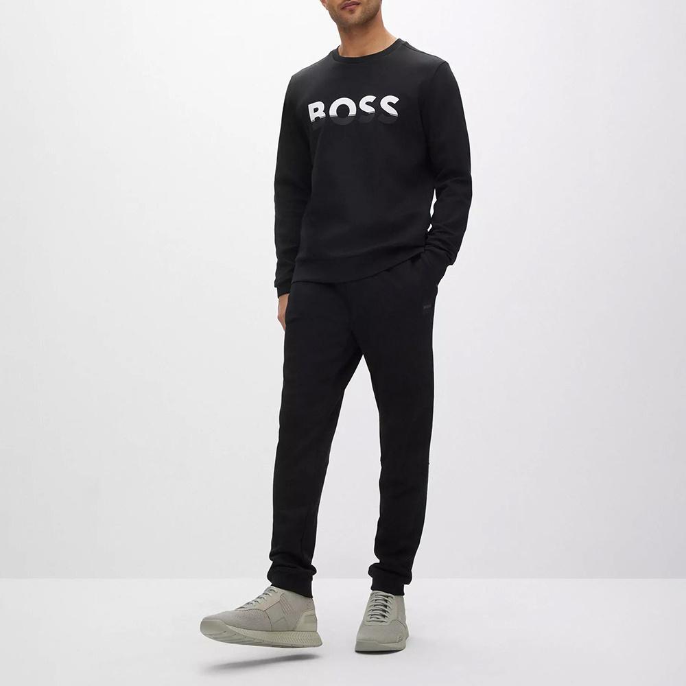 HUGO BOSS Logo-print Crew Neck Sweater In Black Product Image