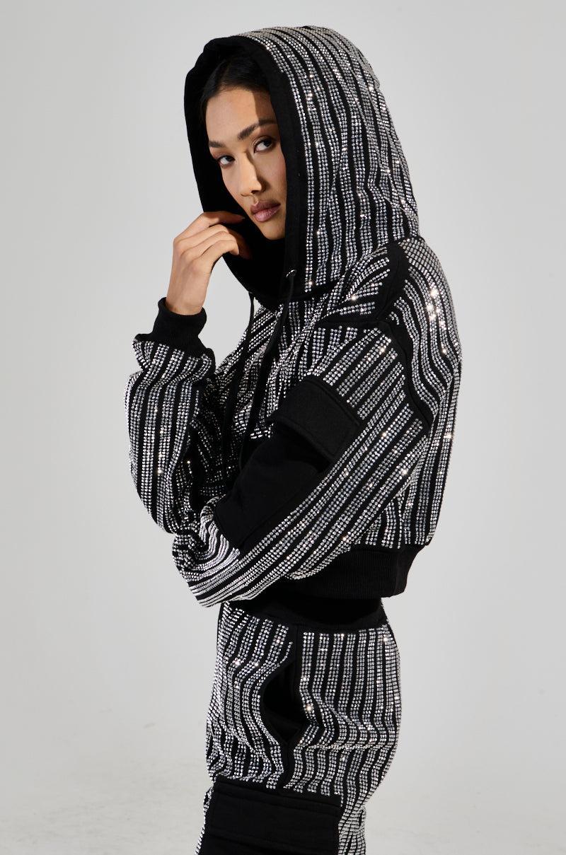 MELINA EMBELLISHED HOODED SWEATSHIRT Product Image