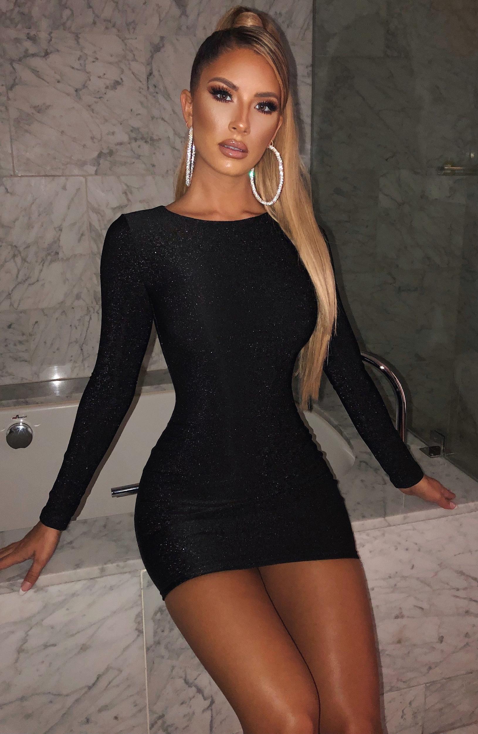 Rilee Mini Dress - Black Sparkle Product Image