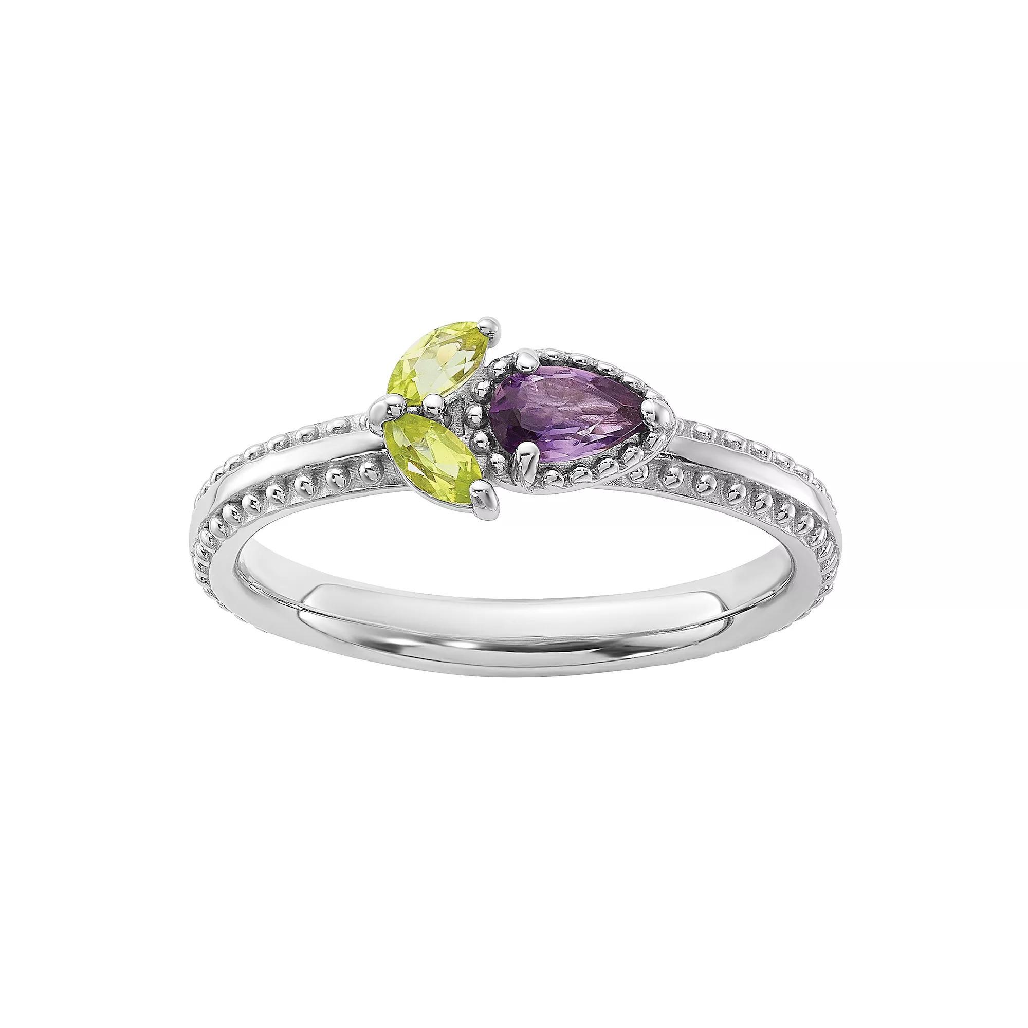 Stacks & Stones Sterling Silver Gemstone Flower Stackable Ring, Women's, Size: 7, Citrine Product Image