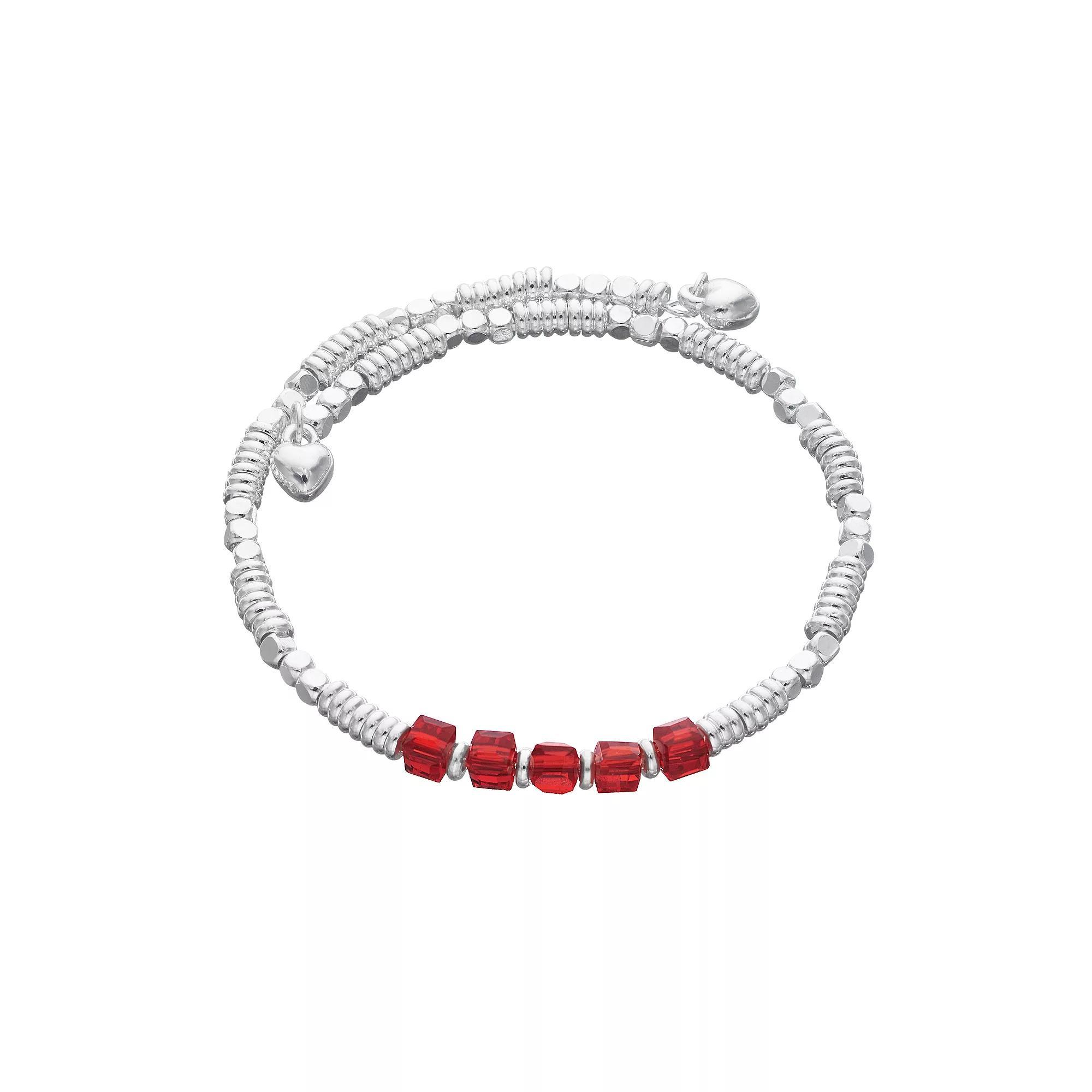 City Luxe Silver Tone Birthstone Beaded Bracelet, Women's, January Product Image