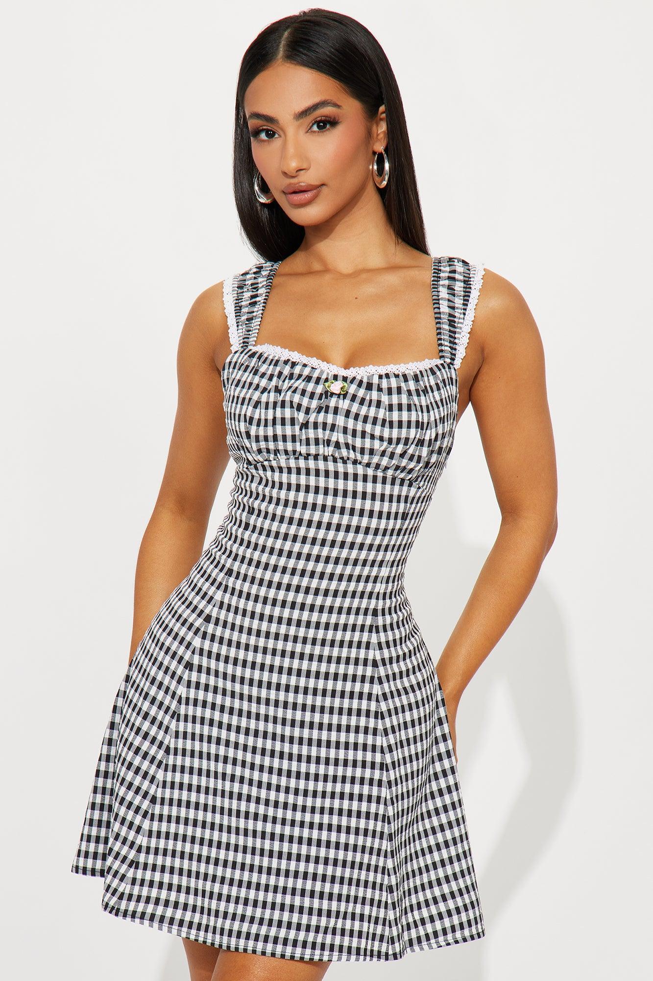 Ellis Gingham Mini Dress - Black Product Image