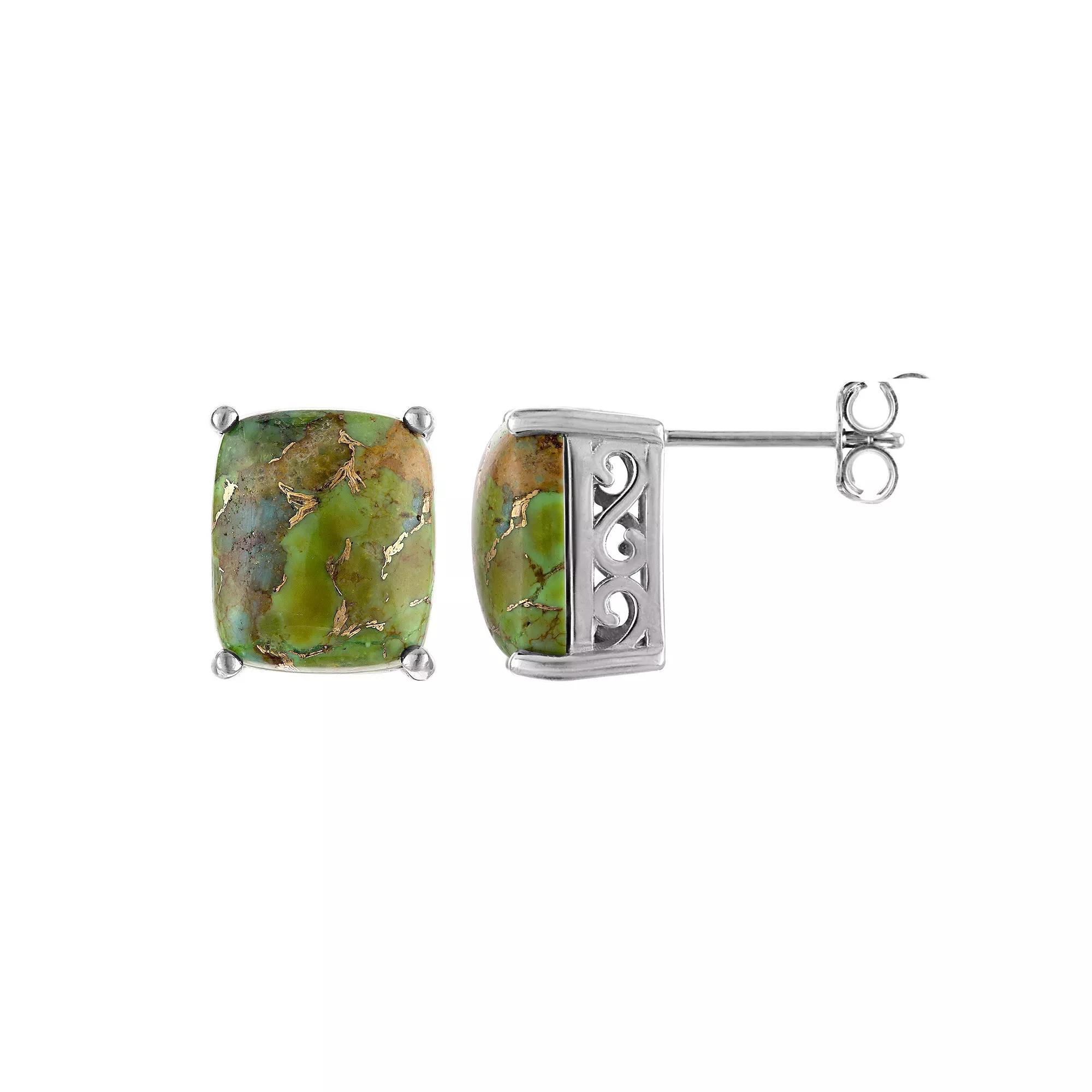Designs by Gioelli Sterling Silver Copper Turquoise Stud Earrings, Womens, Green Product Image