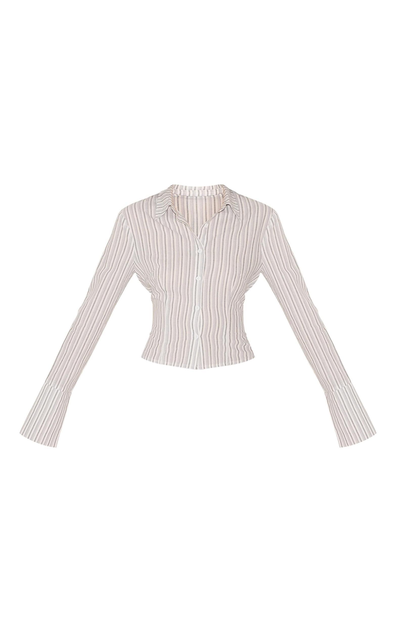 Cream Pinstripe A Line Mini Skirt Product Image