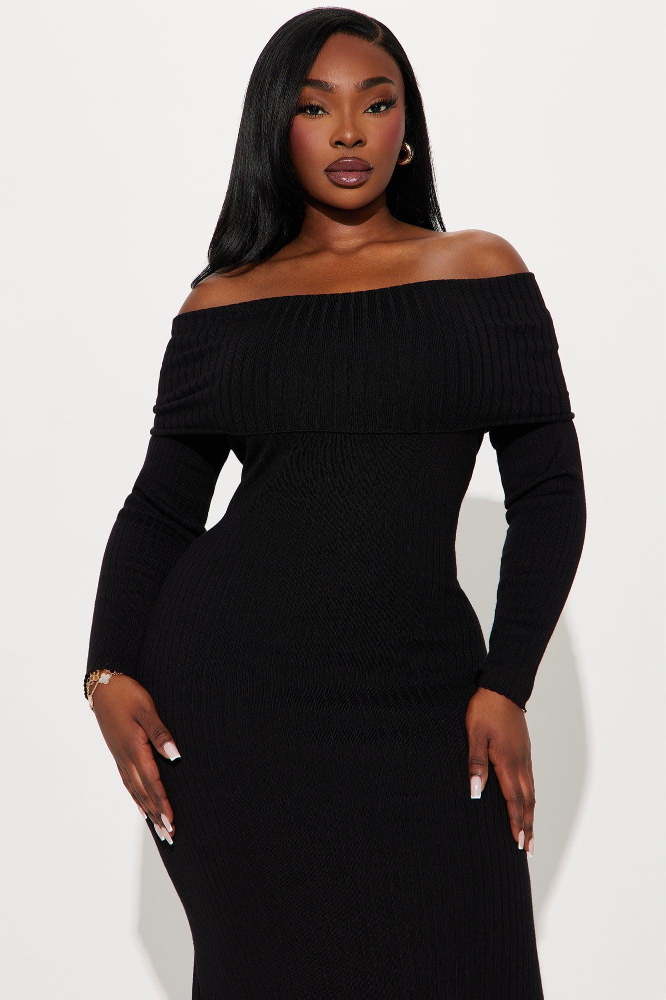 Marina Sweater Maxi Dress - Black Product Image