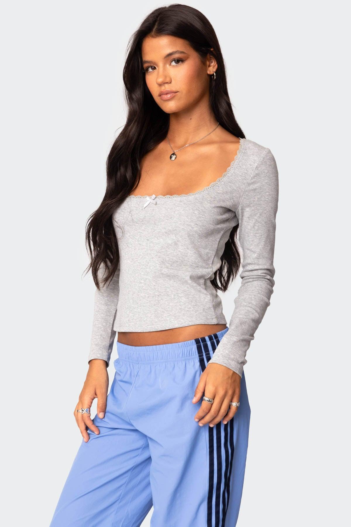 Mora Lace Trim Ribbed T Shirt Product Image