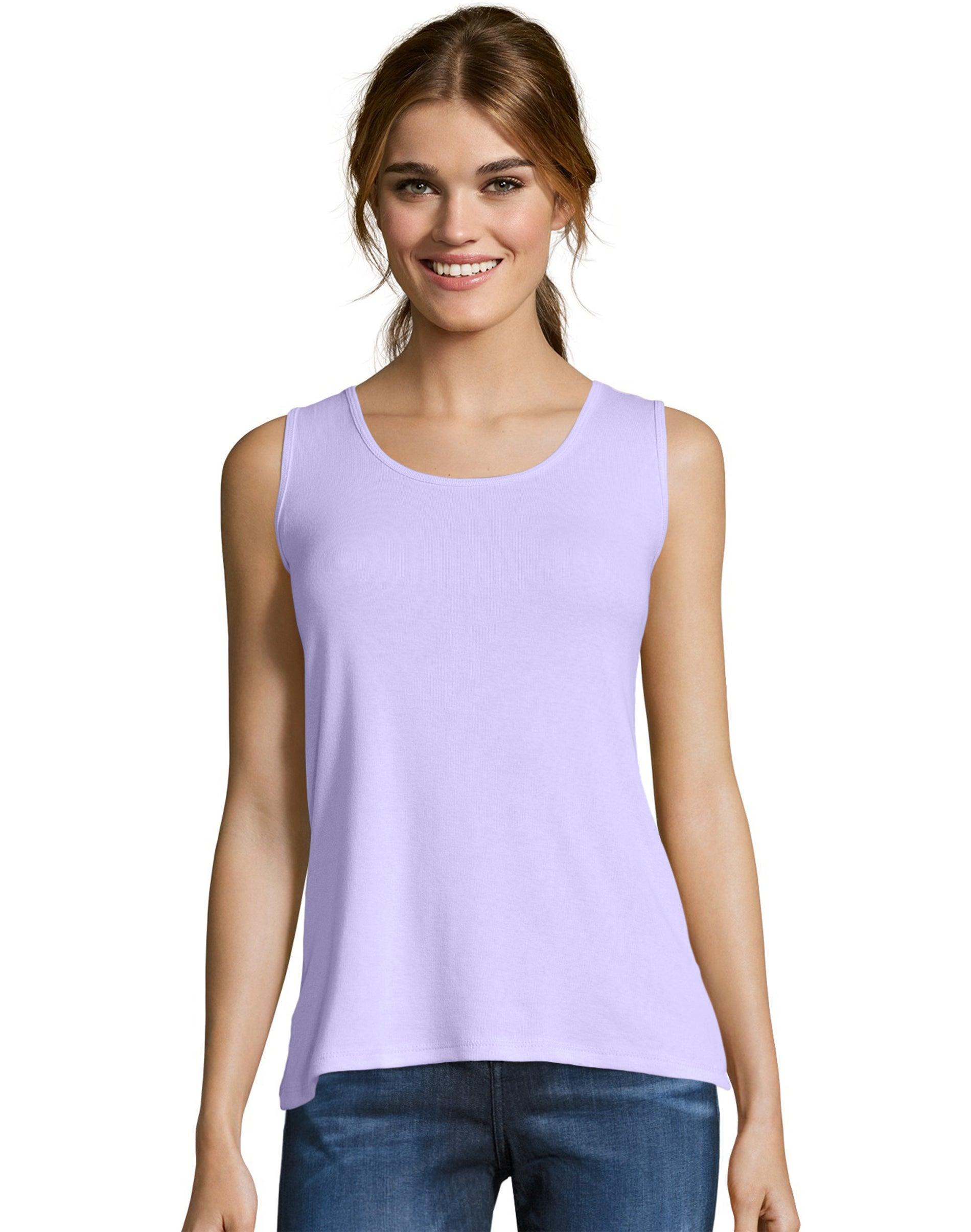 Women's Hanes® Mini-Ribbed Tank Top, Size: Small, Blue Product Image