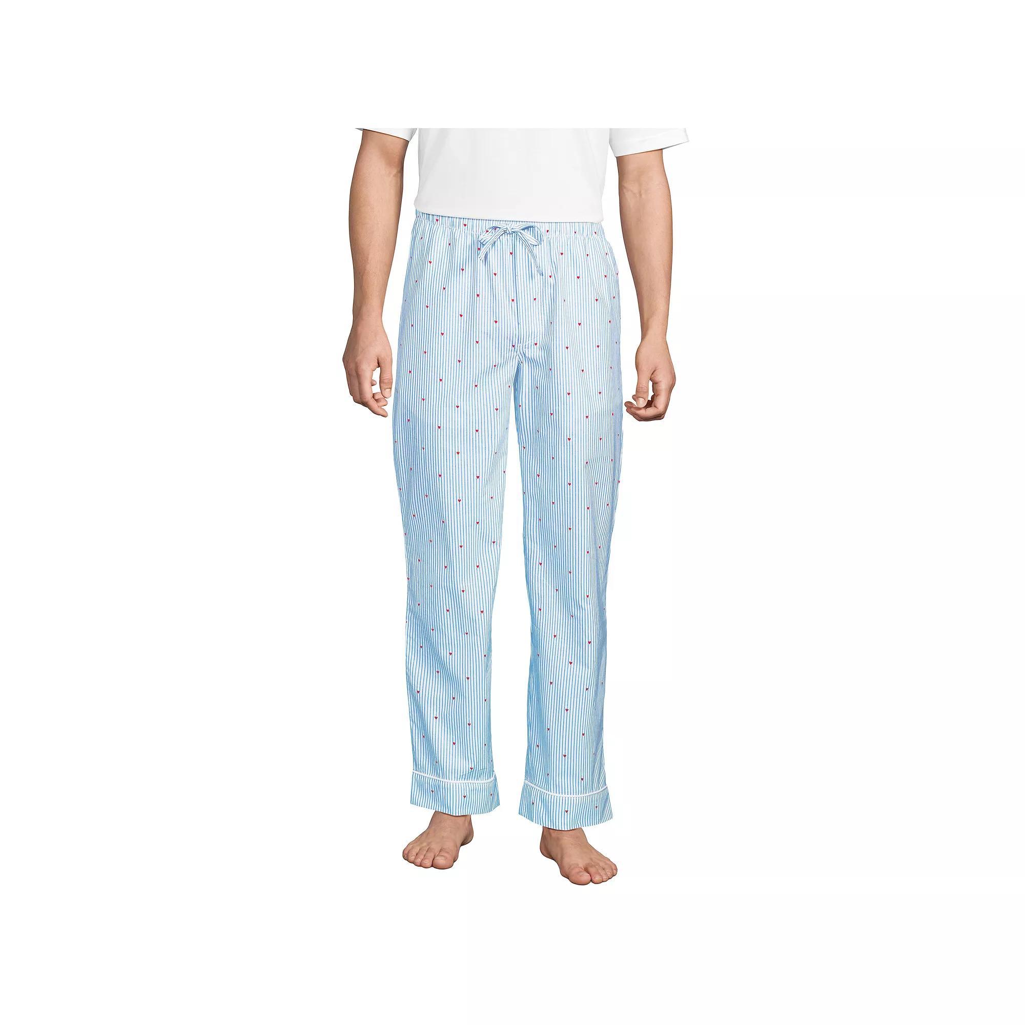 Men's Lands' End Essential Pajama Pants, Size: Large, White Blue Stripe Product Image