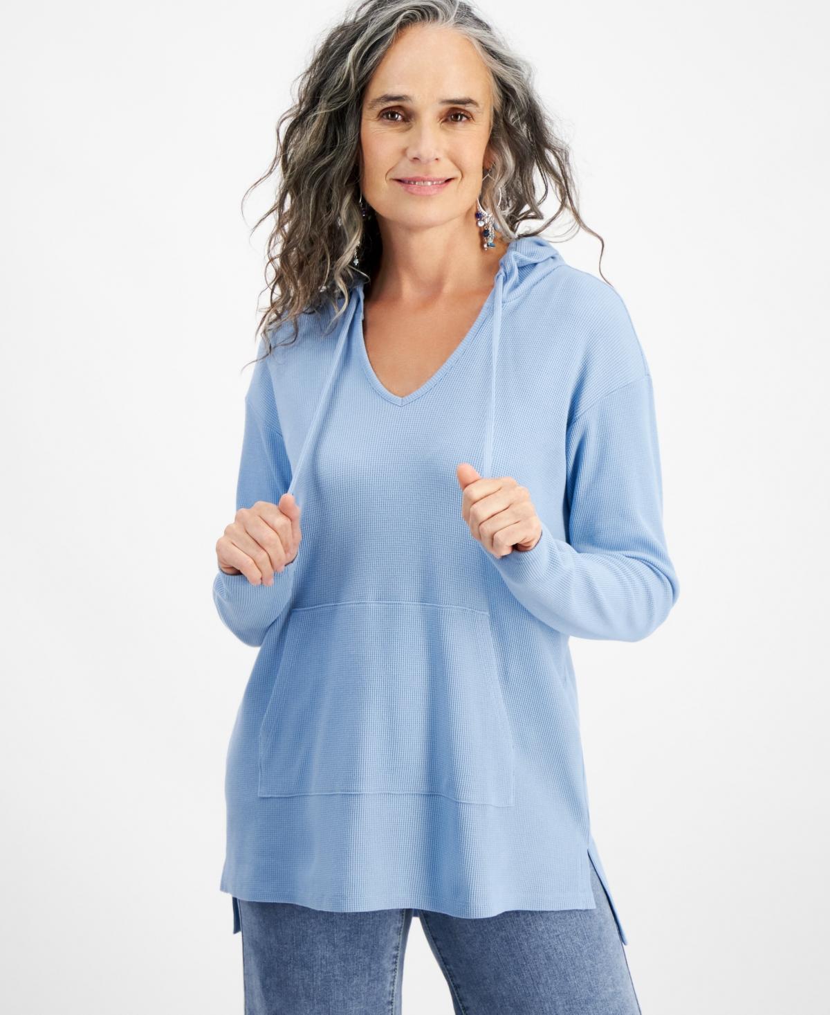 Style & Co Petite Waffle-Knit Tunic Hoodie, Created for Macys Product Image