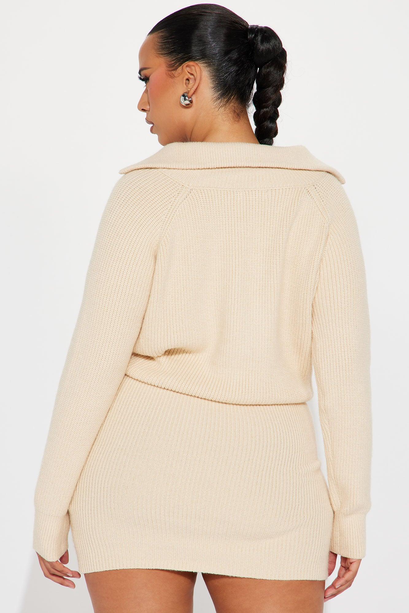 Ashley Sweater Mini Dress - Cream Product Image