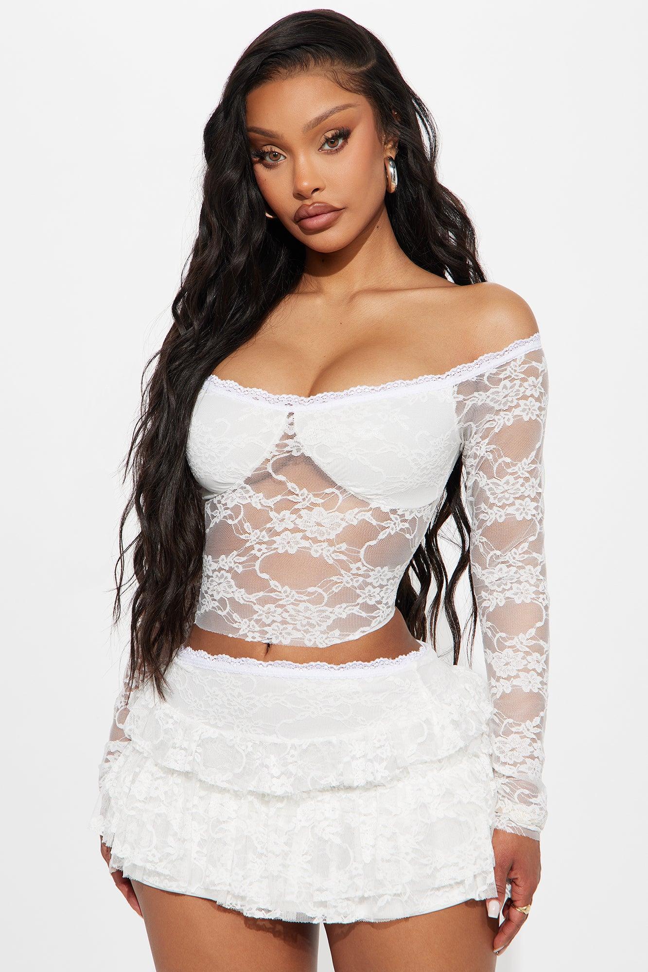 Adryana Ruffled Lace Skirt Set - Ivory Female Product Image