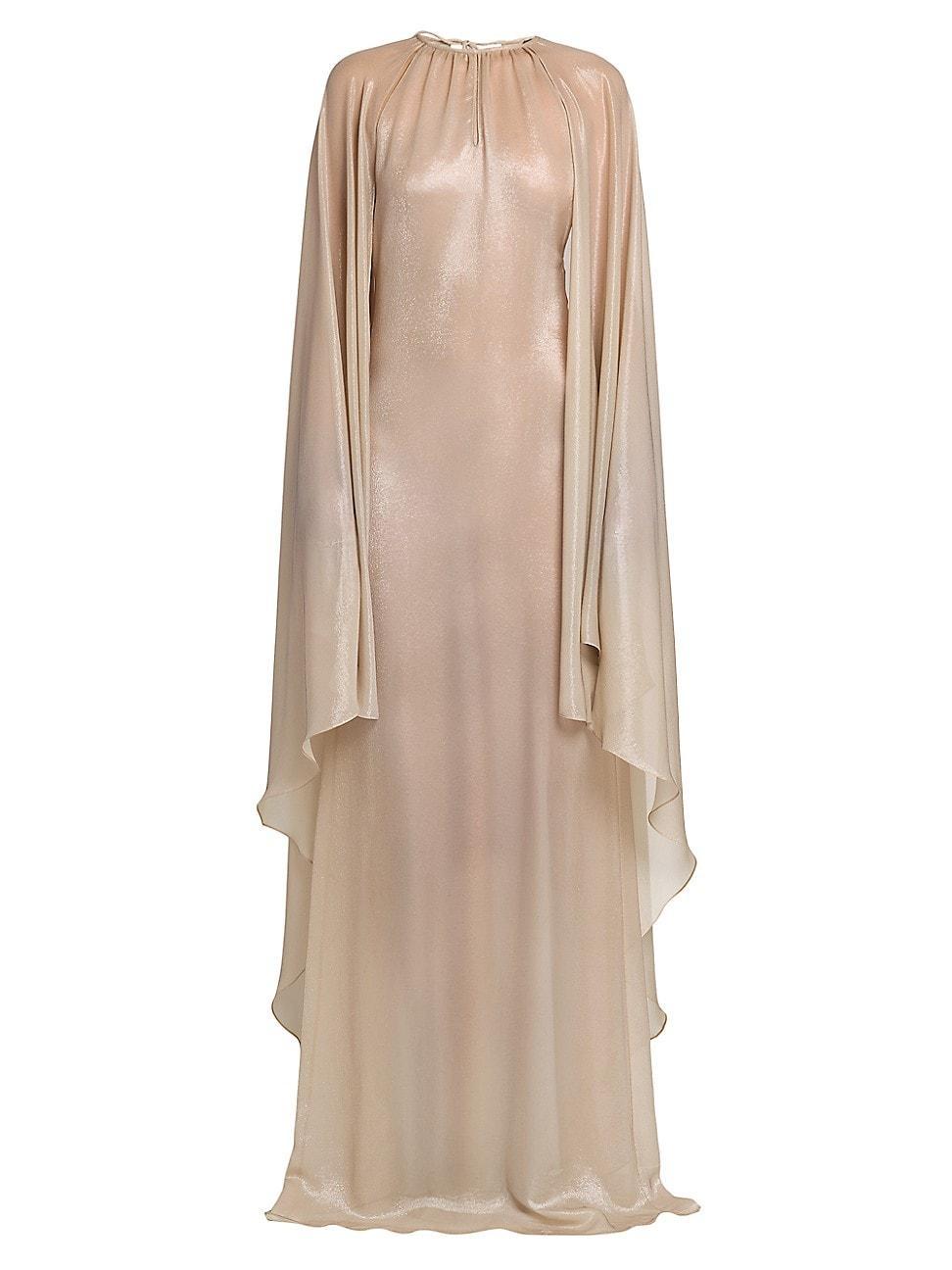 Womens Silk-Blend Wet Look Cape Gown Product Image