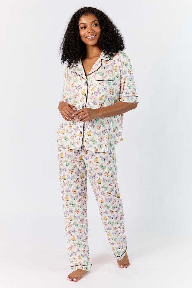 Good To Get Away Butterfly Short Sleeve Pajama Top Product Image