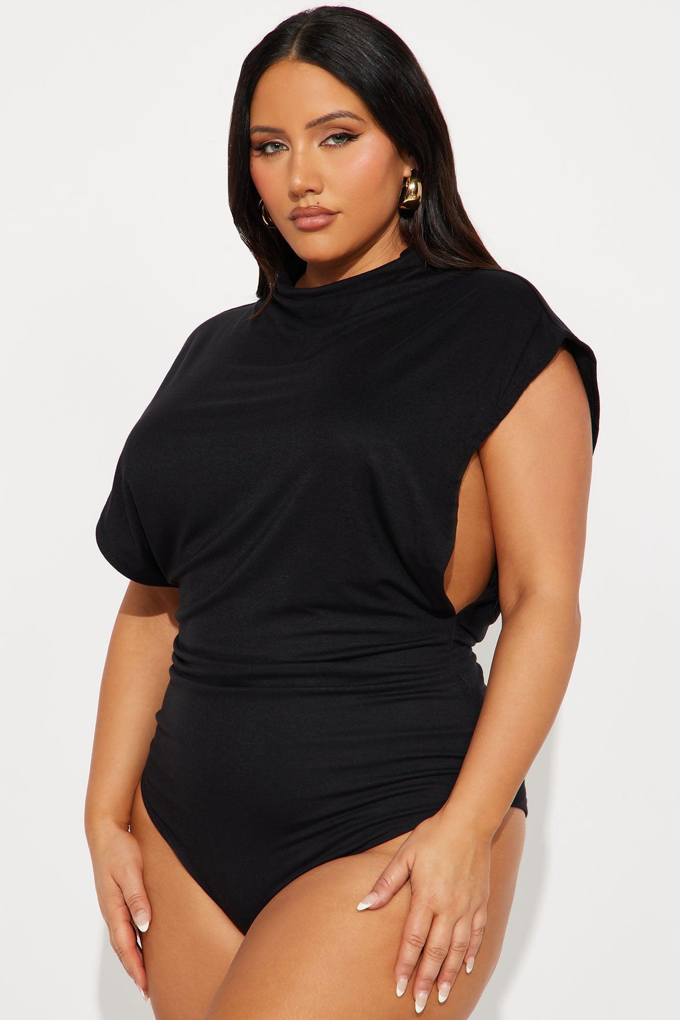 Audra Double Lined Turtle Neck Bodysuit - Black Product Image
