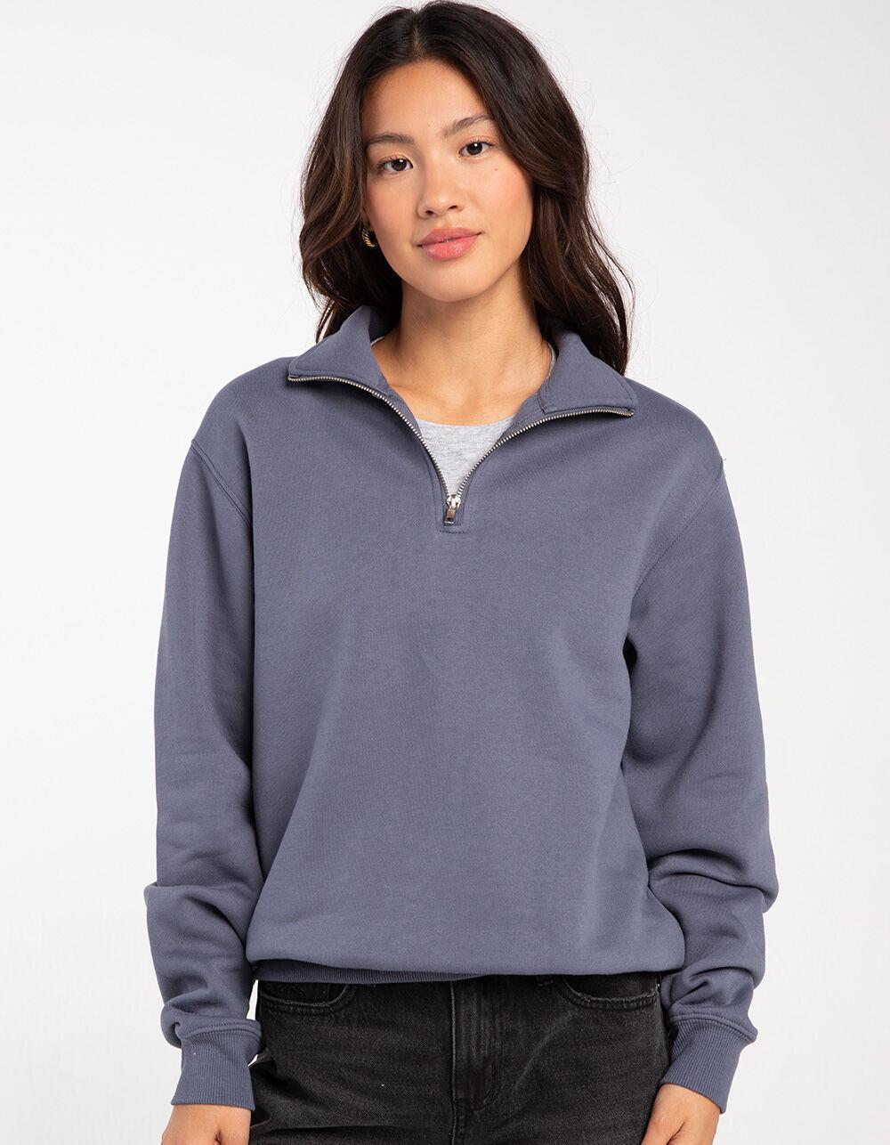 TILLYS Quarter Zip Womens Sweatshirt - BLUE Product Image