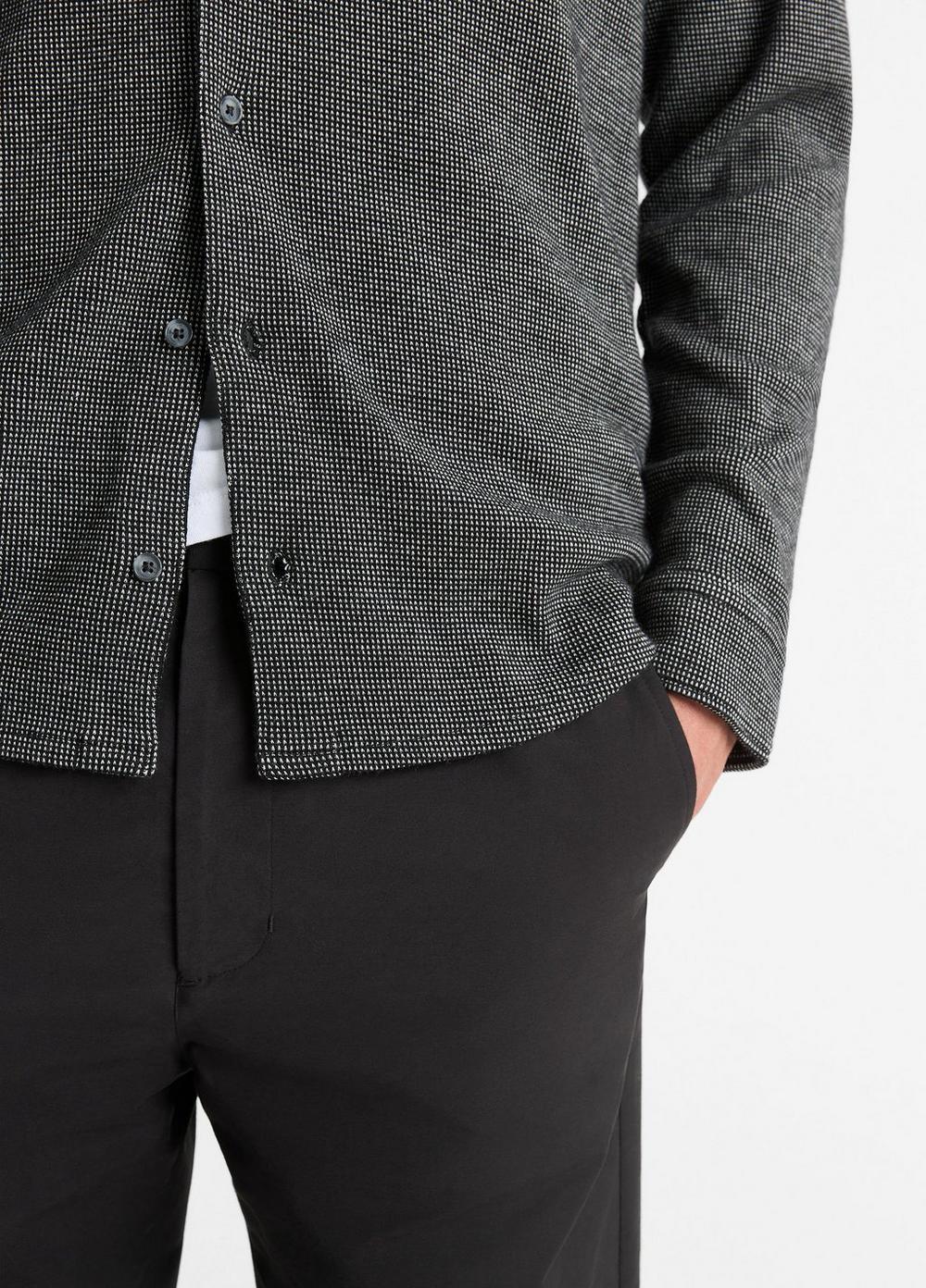 Mens Birdseye Pima Cotton Button-Down Shirt, Black/pebble White, Size XXL Vince Product Image