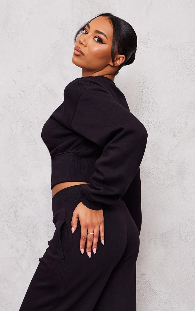 Tall Black Cropped Oversized Sweatshirt Product Image