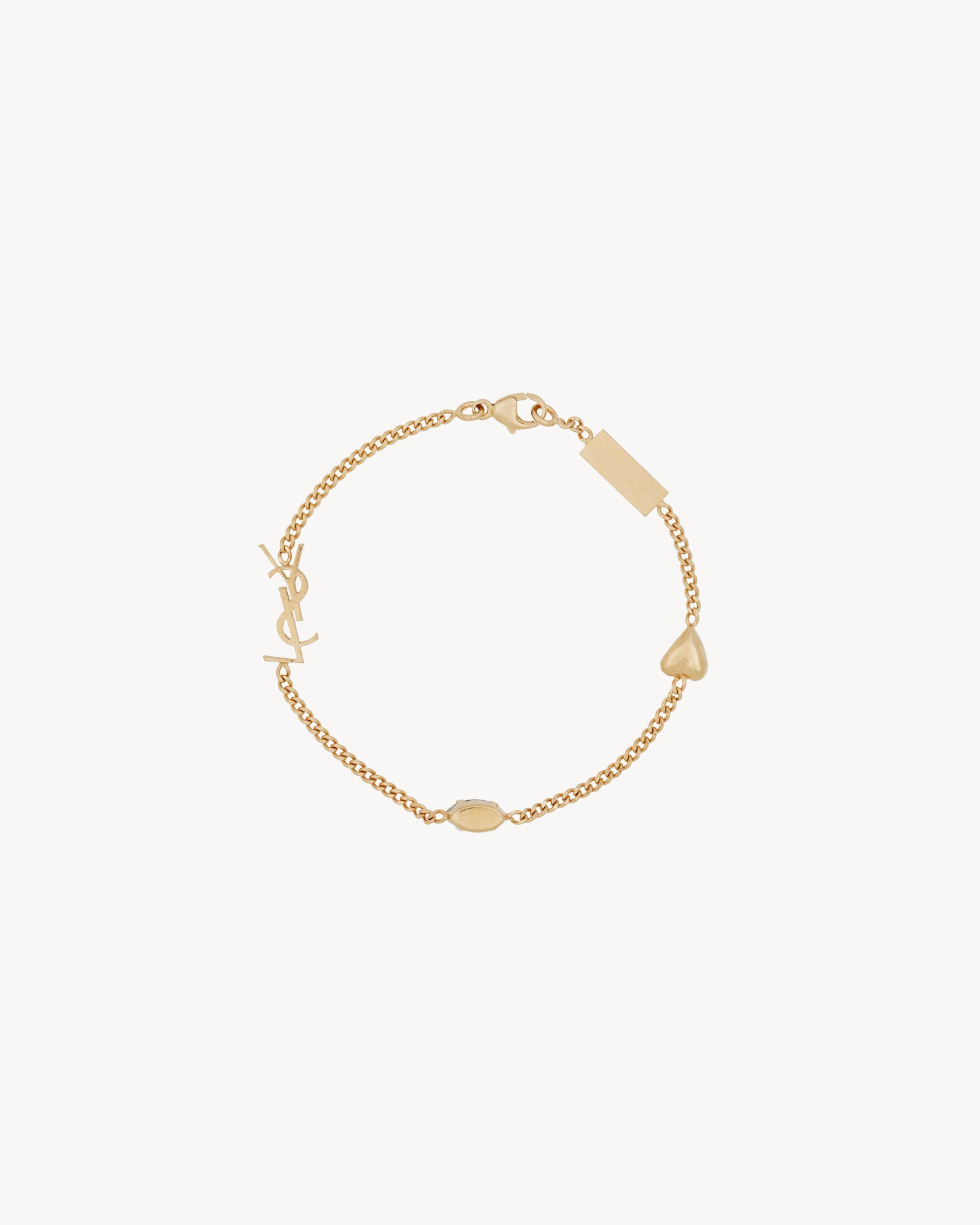 CASSANDRE heart charm bracelet in metal and rhinestone Product Image