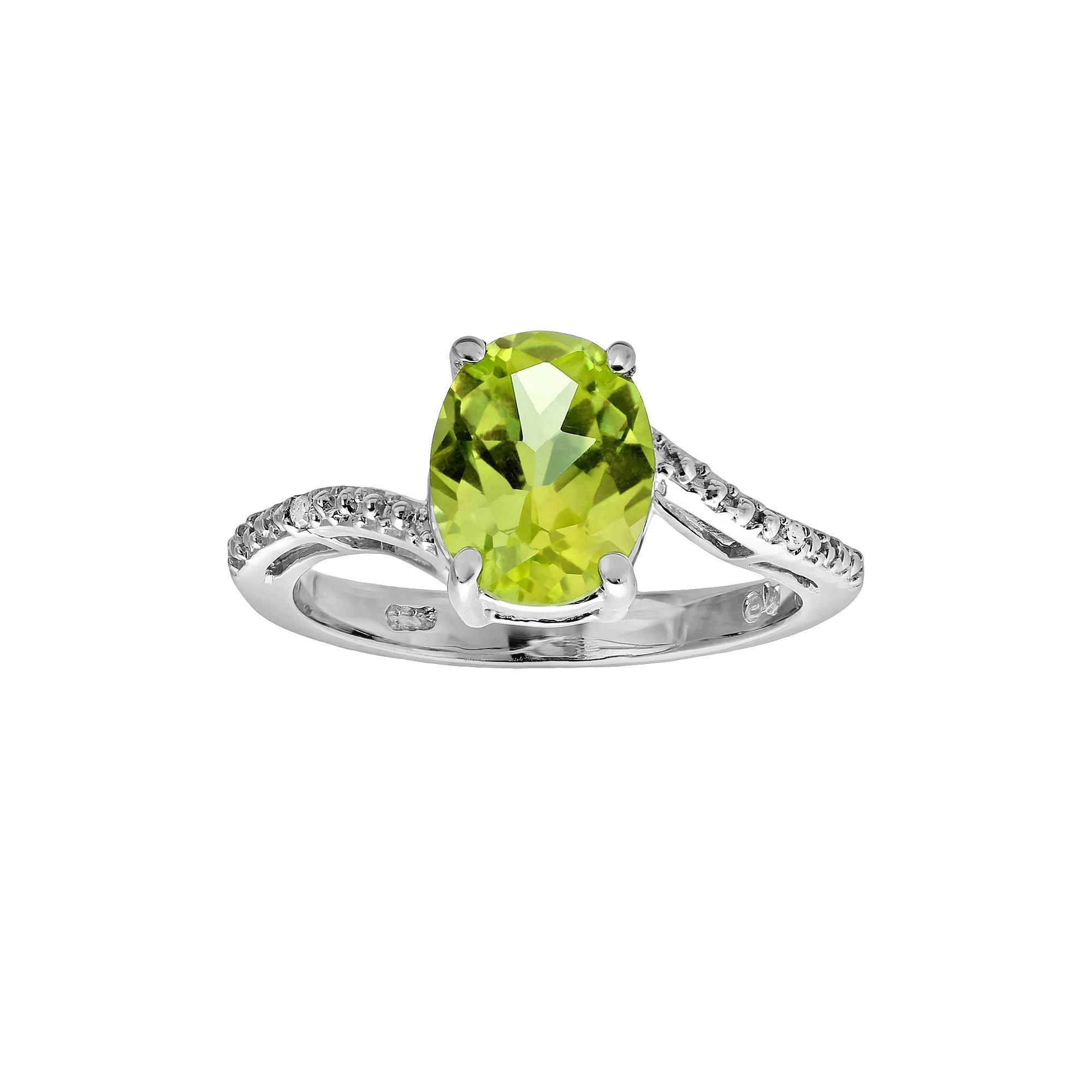 Gemminded Sterling Silver Citrine and Diamond Accent Oval Ring, Women's, Size: 8, Orange Product Image