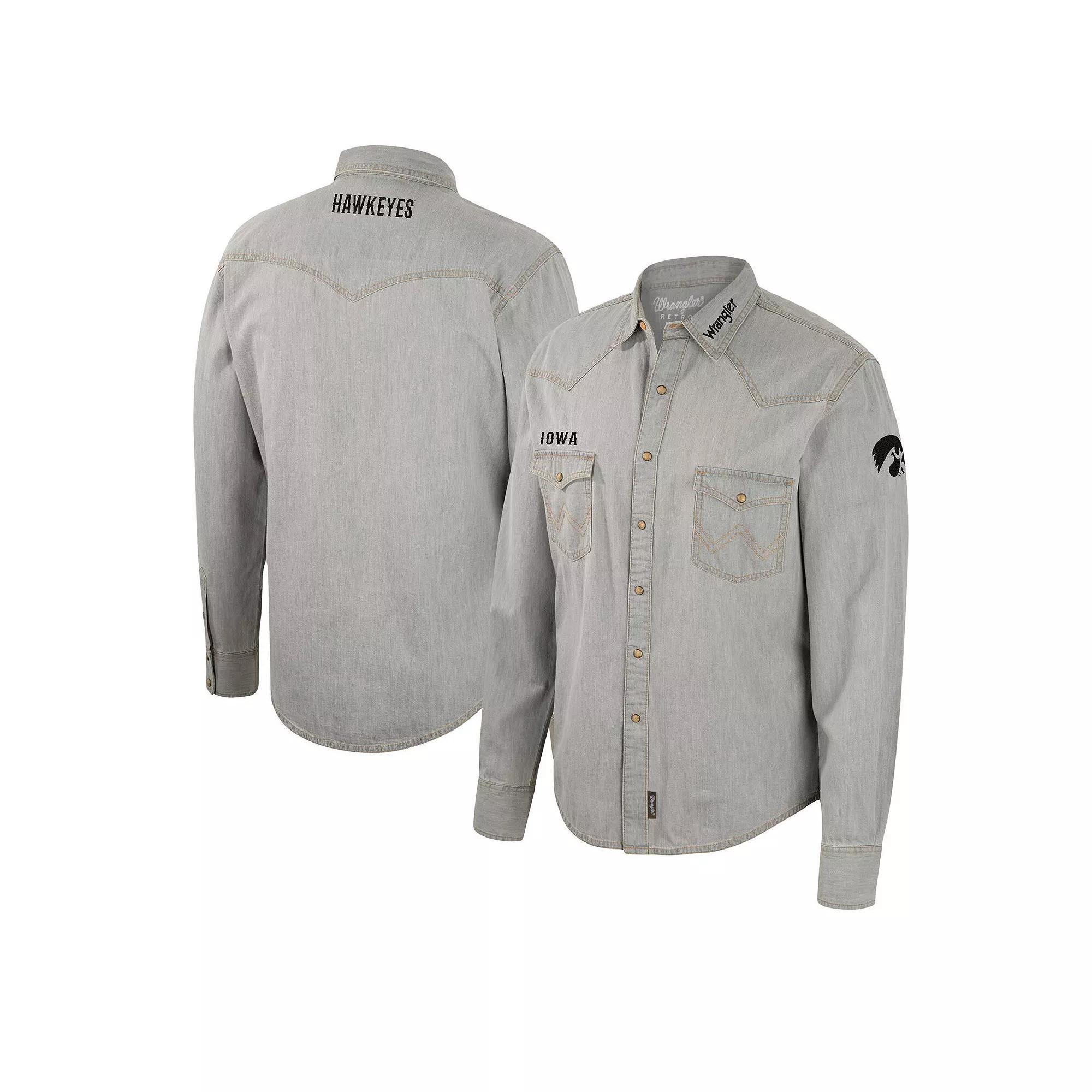 Men's Colosseum x Wrangler Gray West Virginia Mountaineers Cowboy Cut Western Full-Snap Long Sleeve Shirt, Size: XL, Grey Product Image
