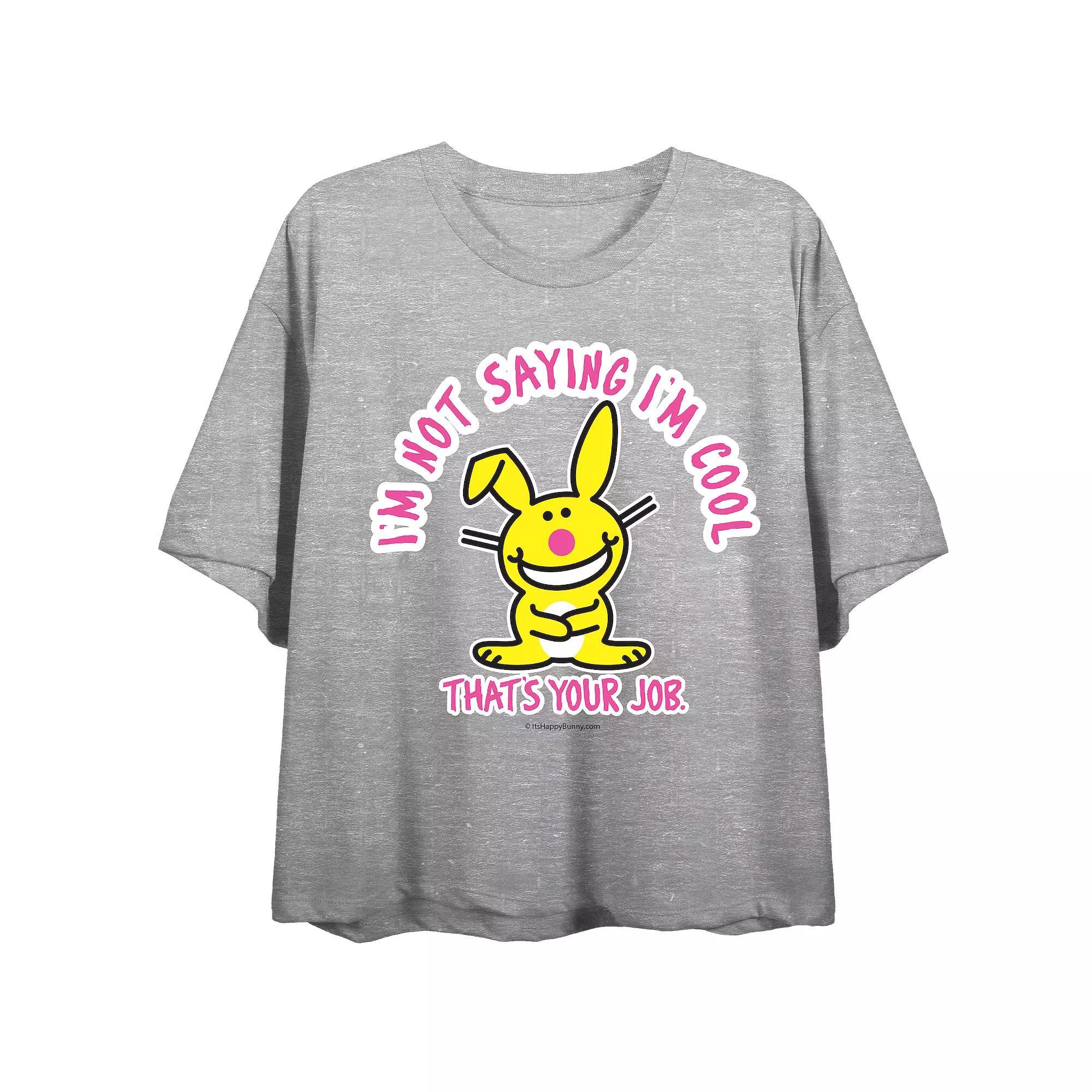 Juniors' It's Happy Bunny Say I'm Cool Bunny Crewneck Graphic Tee, Women's, Size: Large, Gray Product Image