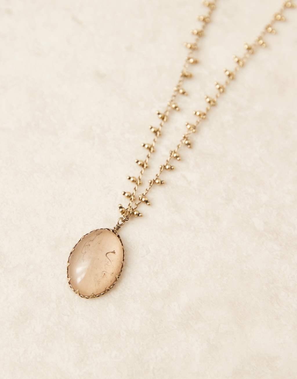 ASOS DESIGN necklace with faux quartz pendant in gold tone Product Image