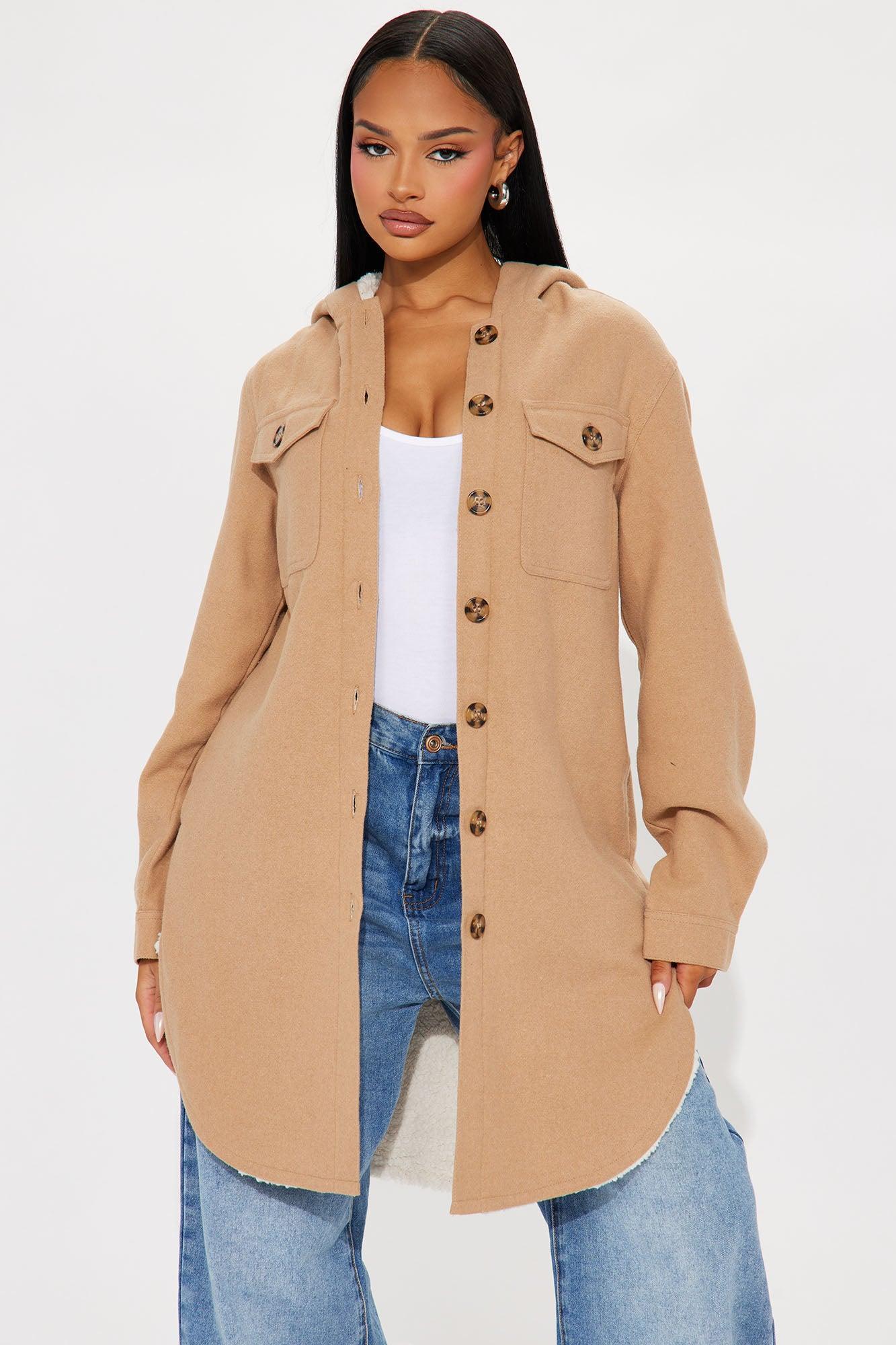 Charlotte Sherpa Lined Shacket - Camel Product Image