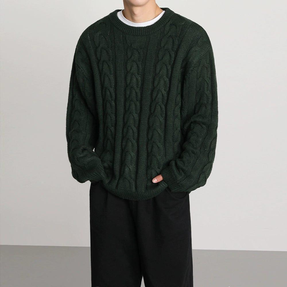 RT No. 10183 DARK GREEN TWIST KNITTED SWEATER Product Image