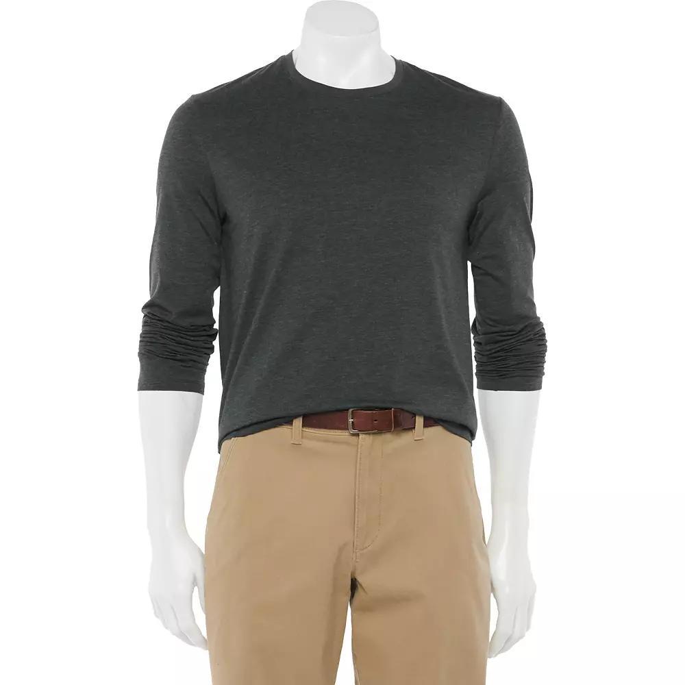 Men's Apt. 9® Premier Flex Long Sleeve Crewneck Tee, Size: Medium, Dark Slate Grey Product Image
