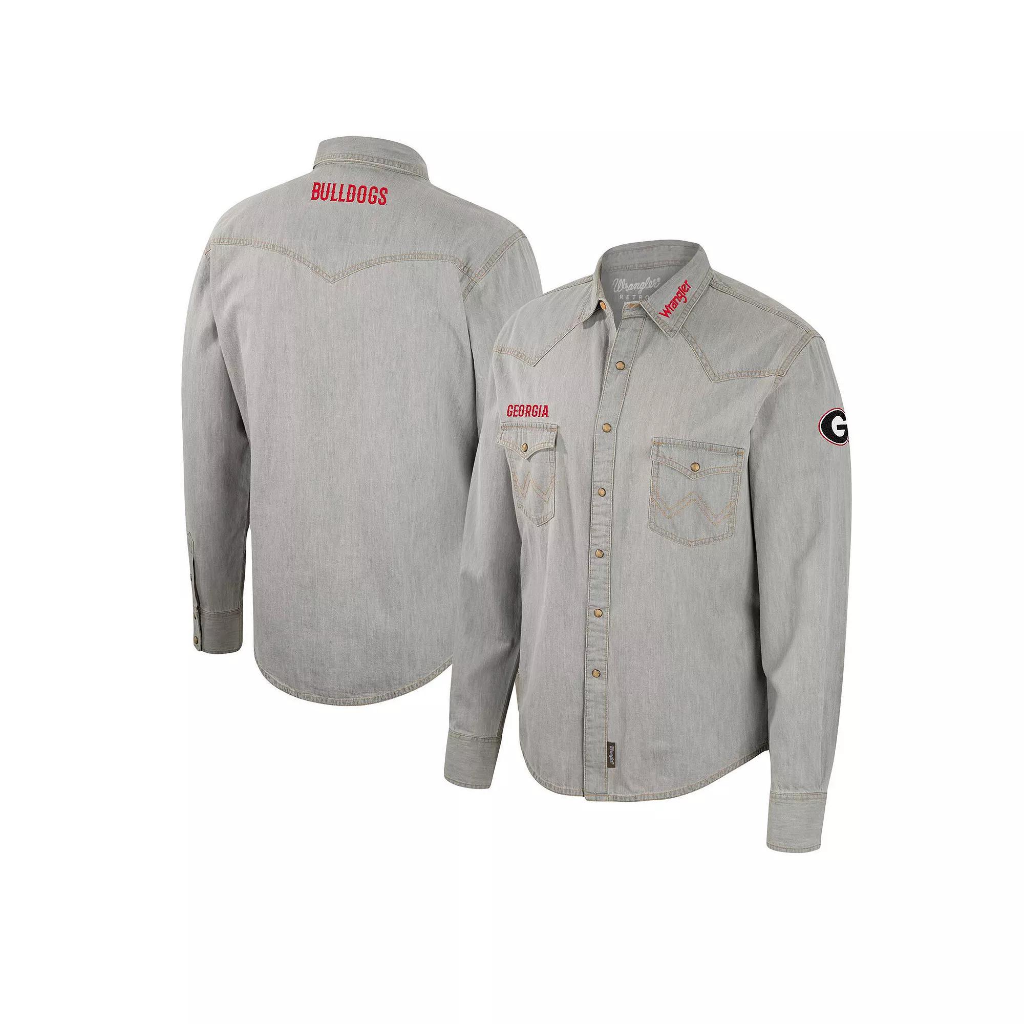 Men's Colosseum x Wrangler Gray West Virginia Mountaineers Cowboy Cut Western Full-Snap Long Sleeve Shirt, Size: XL, Grey Product Image