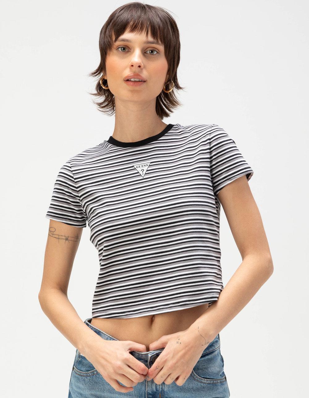 GUESS ORIGINALS Stripe Knit Womens Tee - BLACK COMBO Product Image