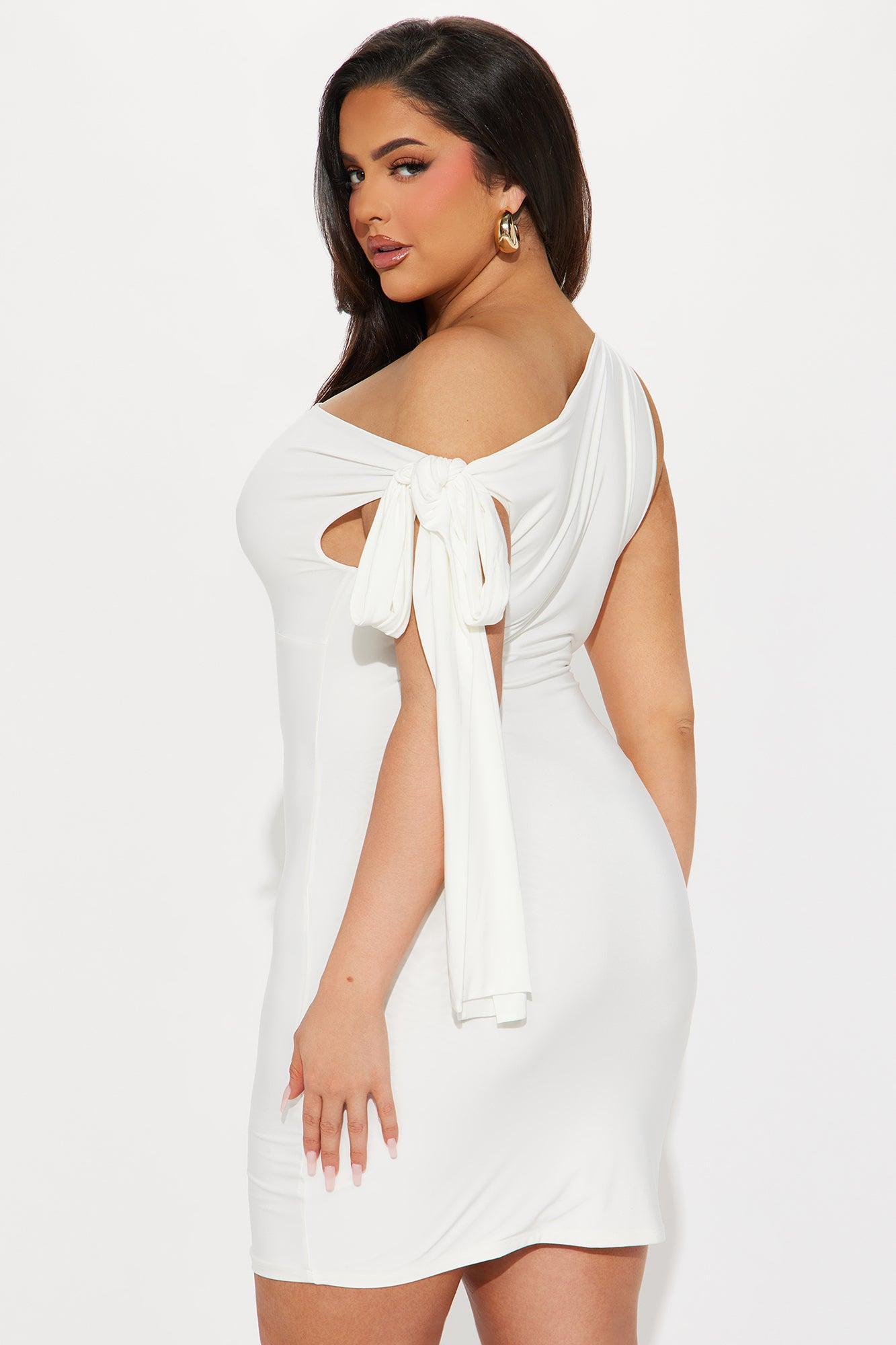 Olympia One Shoulder Mini Dress - White Product Image