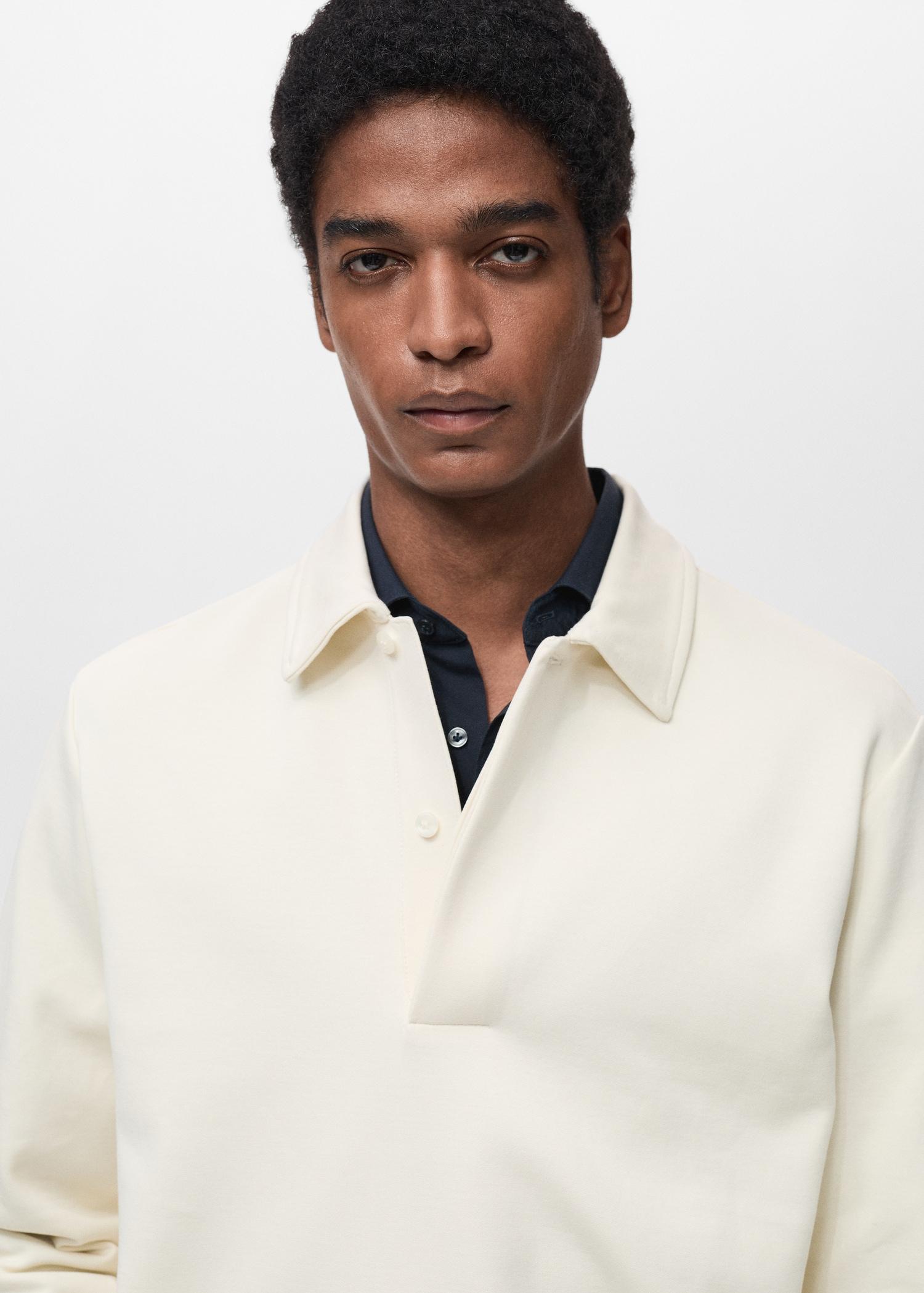 Regular-fit cotton polo sweatshirt - Men | MANGO USA Product Image