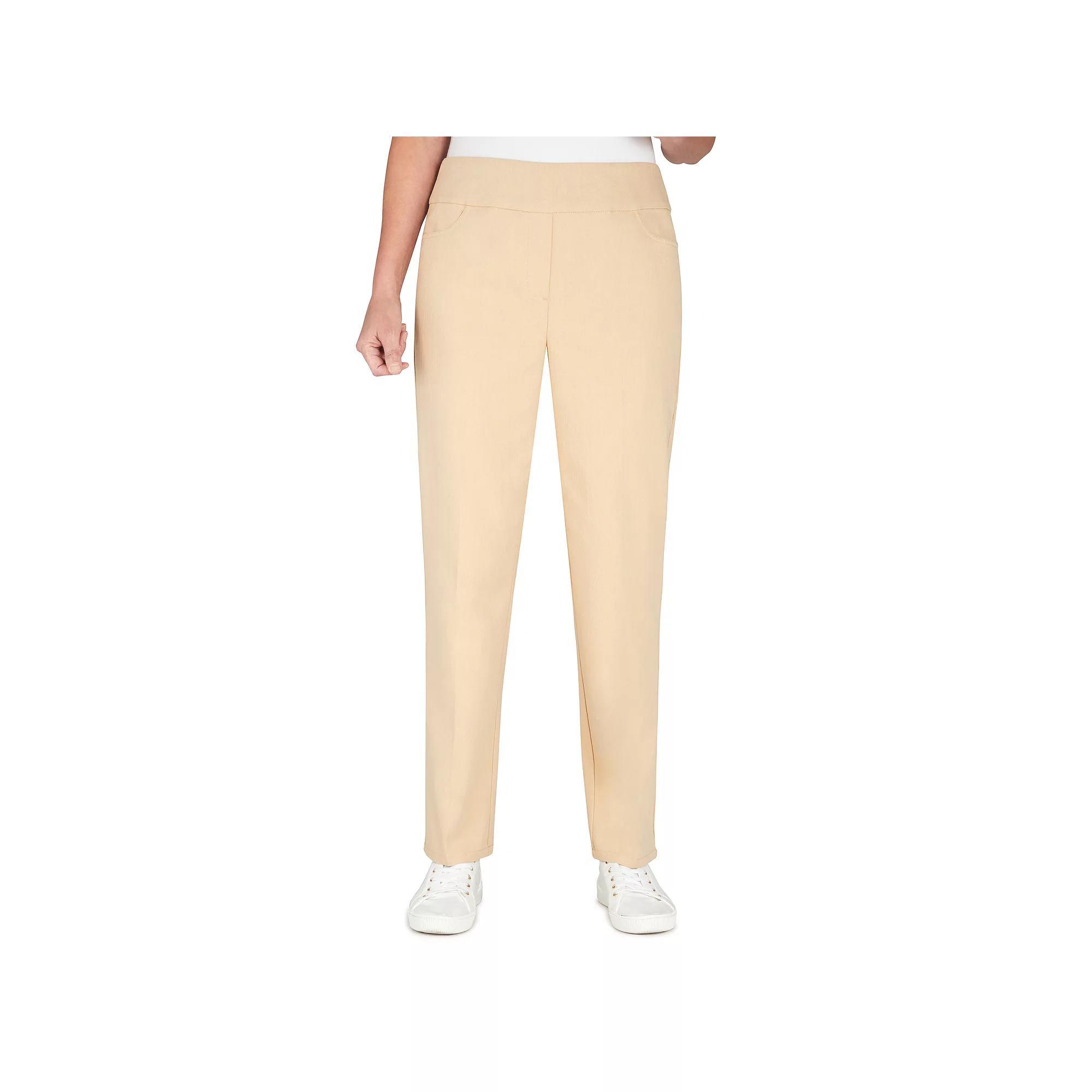 Petite Alfred Dunner Super Stretch Pull-On Straight-Leg Denim Pants, Womens Grey Product Image