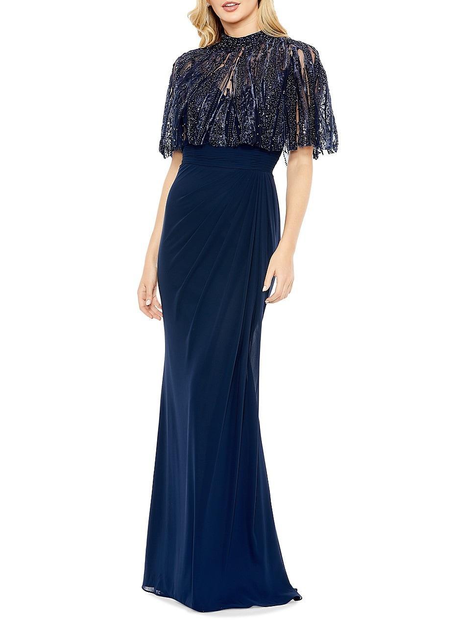 Womens Embellished Butterfly-Sleeve Gown Product Image