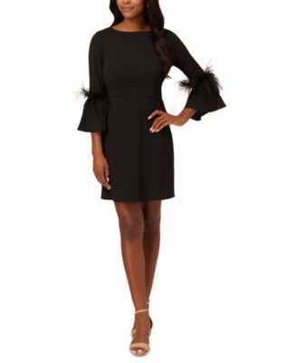 Adrianna Papell Bateau Neck Feather Trim Sheath Dress Product Image