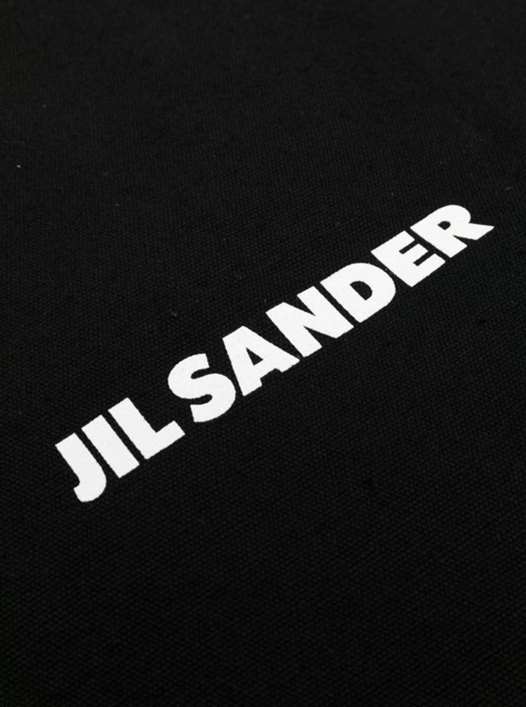 JIL SANDER Black Tote Bag With Logo Print In Canvas Woman Product Image