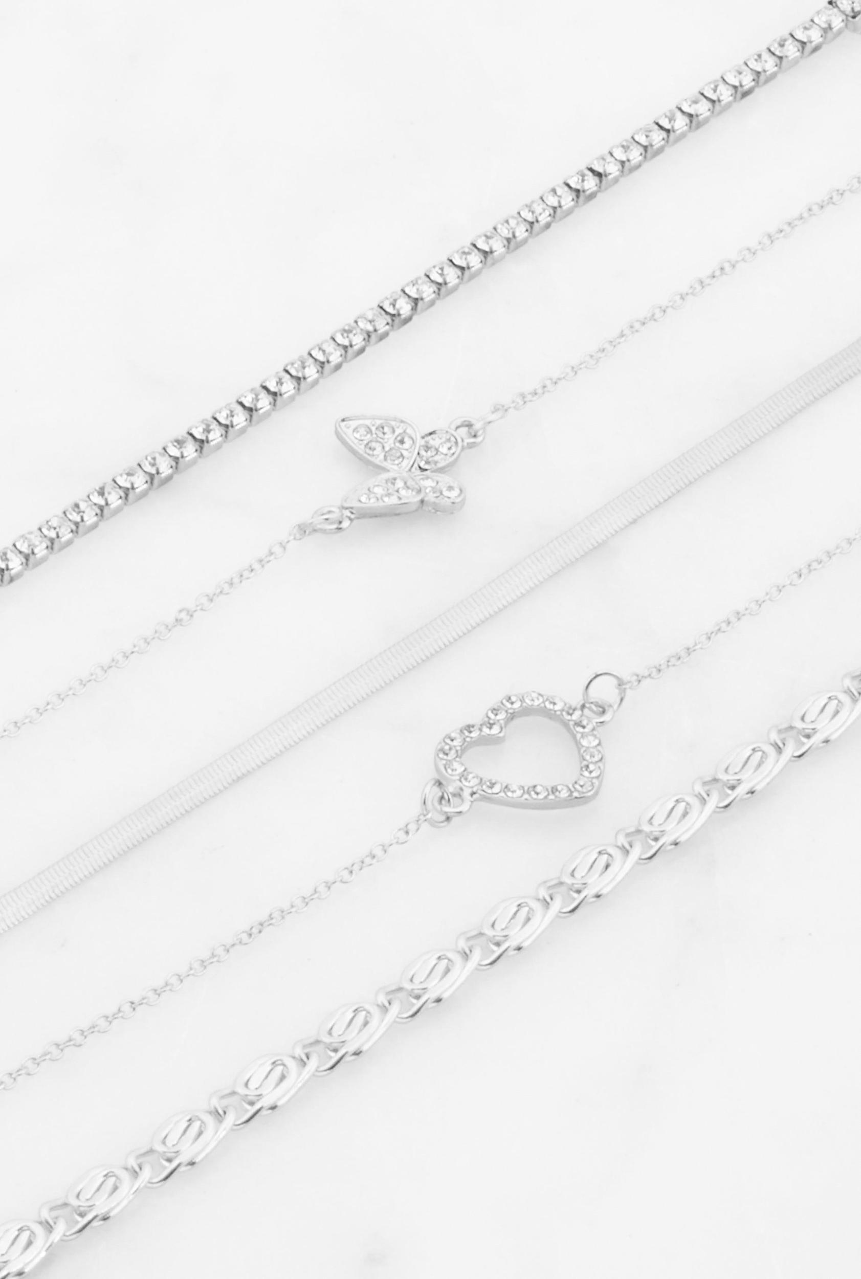 Butterfly Heart Charm Bracelets Set of 5 Female Product Image