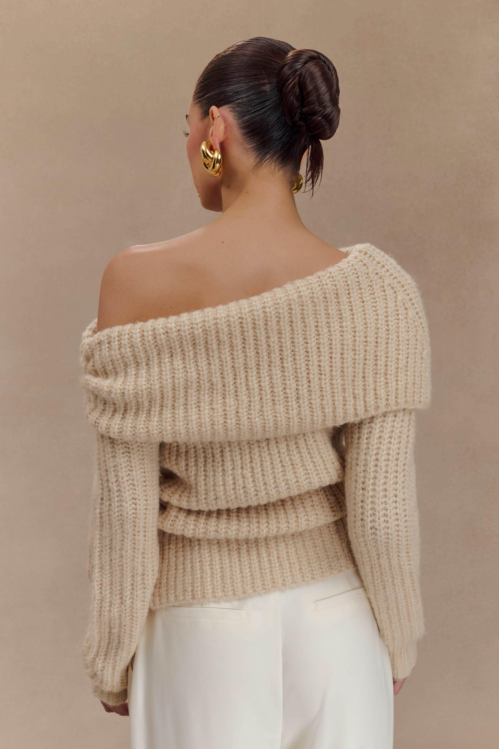 Alicia Off Shoulder Knit Top - Cream Product Image