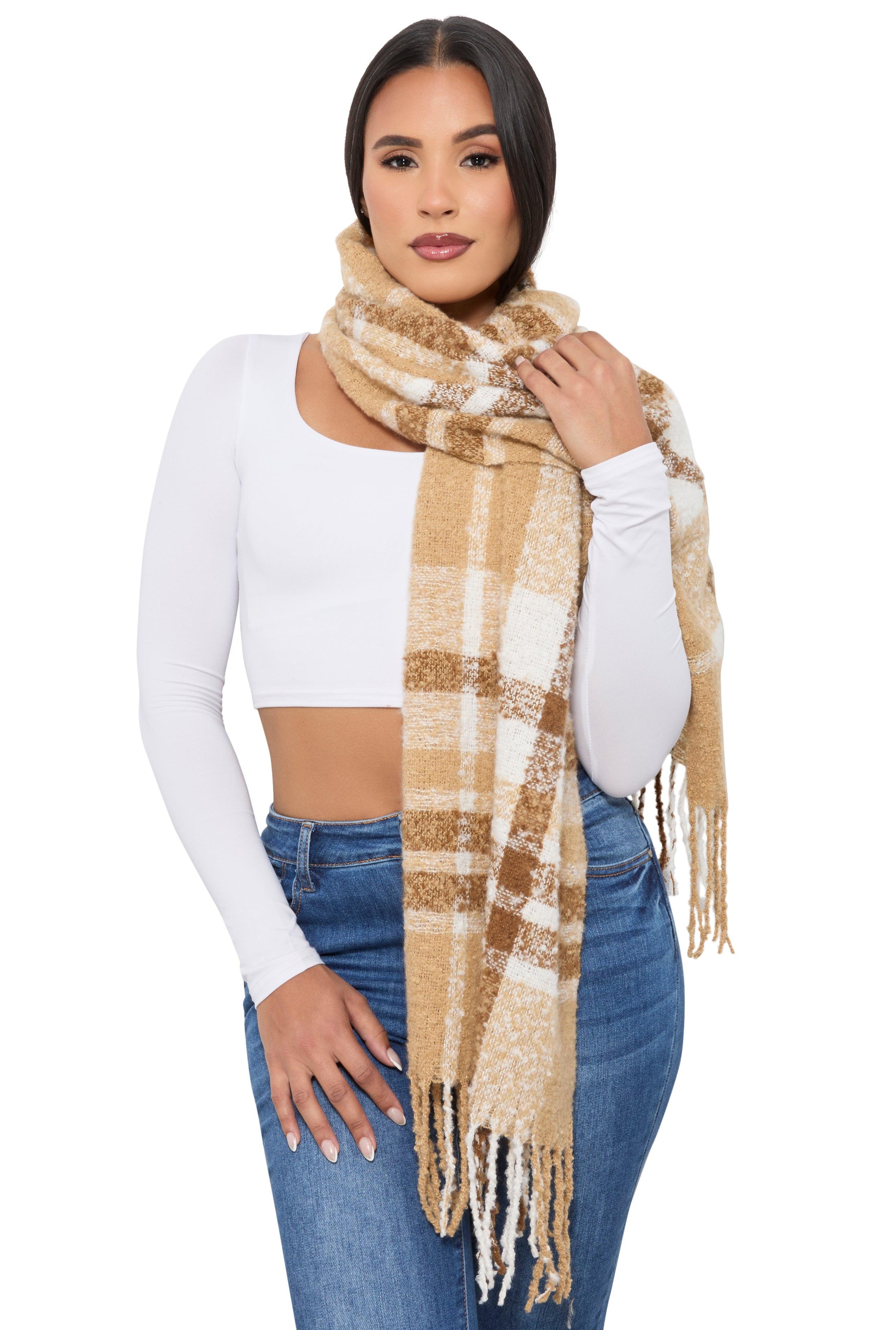 Boucle Plaid Scarf Female Product Image