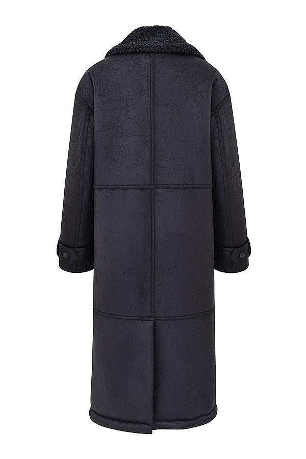 Deiji Grey Vegan Shearling Coat Product Image