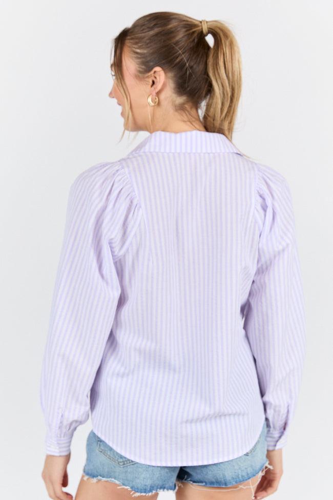 Here Lately Lilac Striped Button Down Top FINAL SALE Product Image