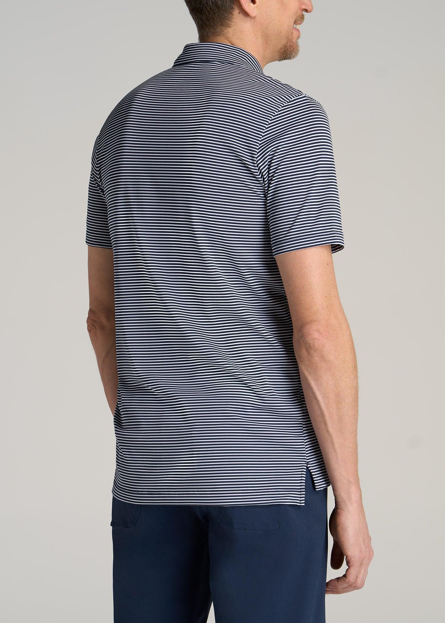 A.T. Performance Stretch Stripe Golf Tall Men's Polo Shirt in Navy Product Image