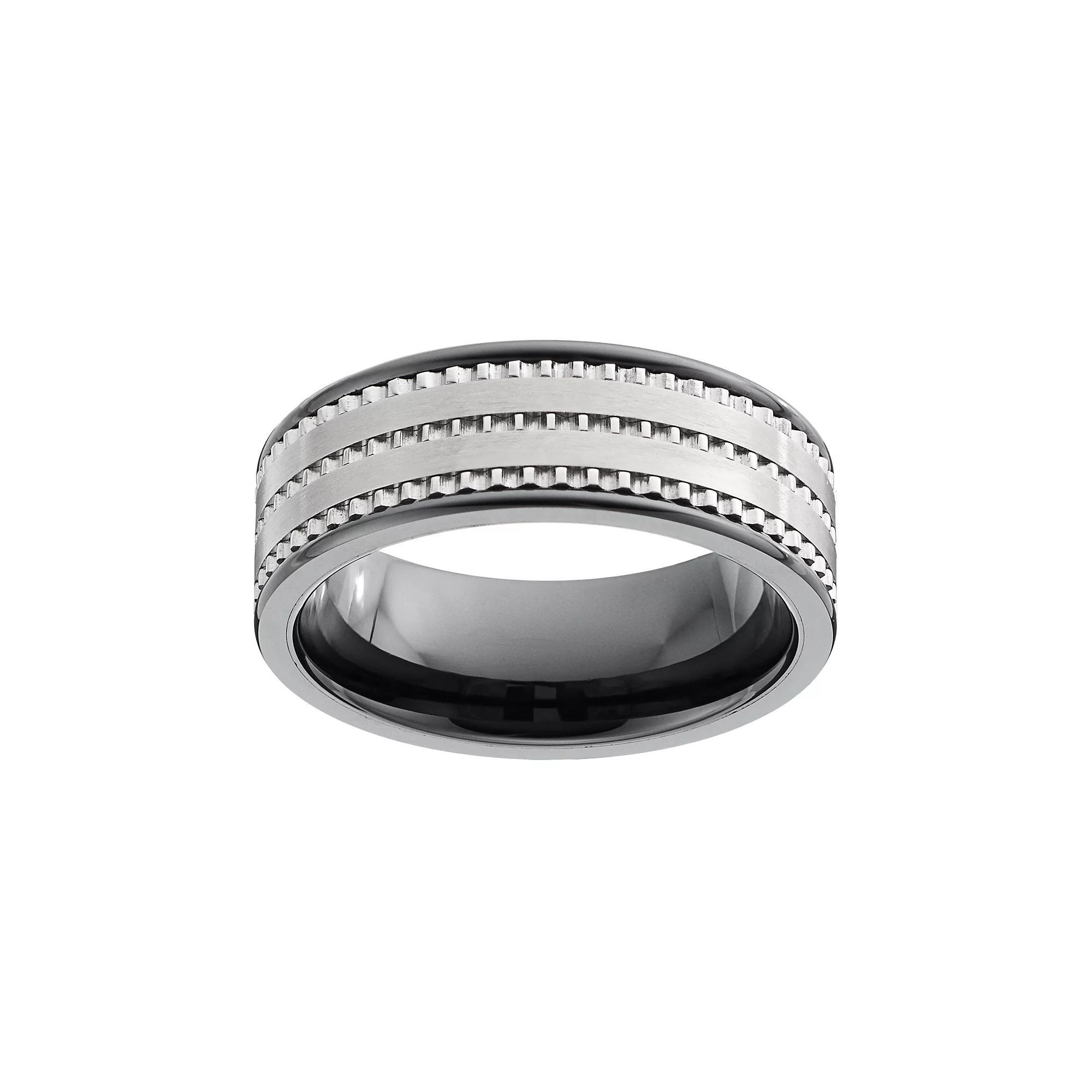 Men's Textured Black Ceramic Ring, Size: 8 Product Image
