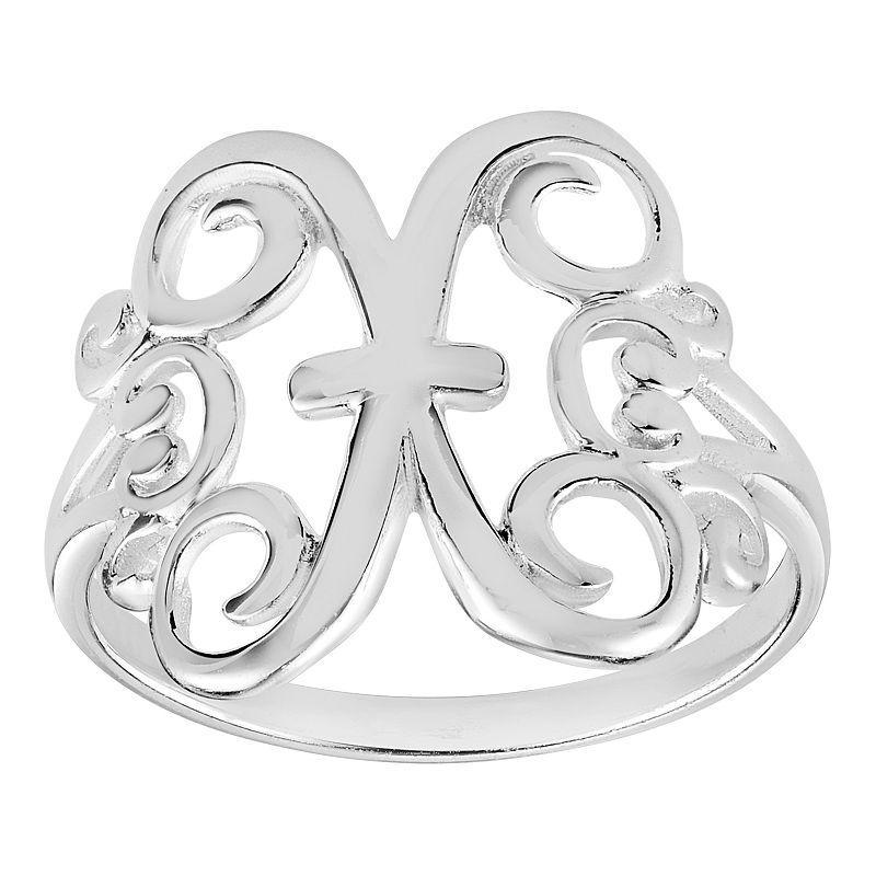 PRIMROSE Sterling Silver Monogram Initial Ring, Women's, Size: 7 Product Image