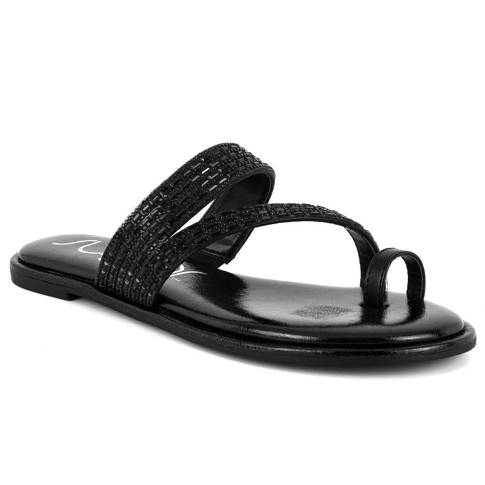 Sugar Pacifico Women's Flat Sandals, Size: 9, Black Pu Product Image