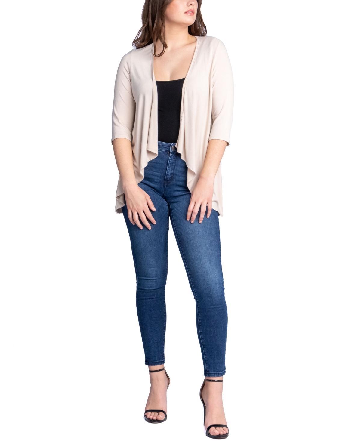 24seven Comfort Apparel Womens Open Front Elbow Length Sleeve Cardigan Sweater Product Image